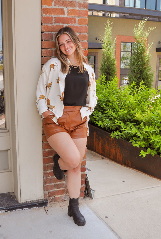 Dani Dessert Faux Leather Shorts