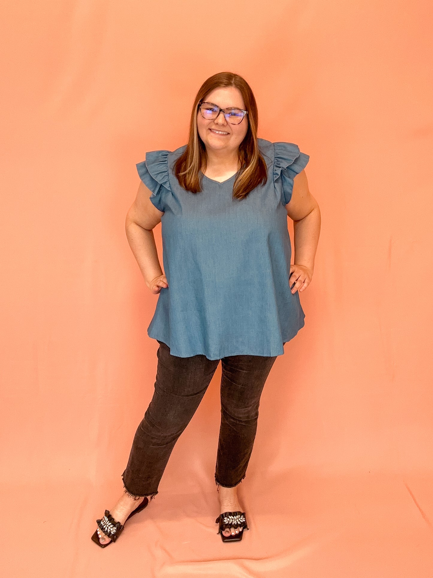 Denim Me Ruffle Top